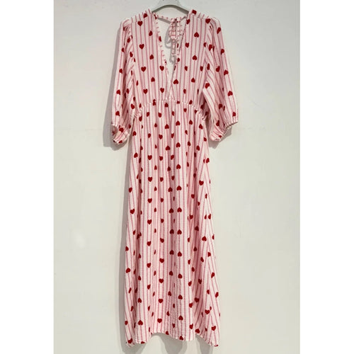 Qnuz Clothing Dress w Heart print Clothing 42 Rosa