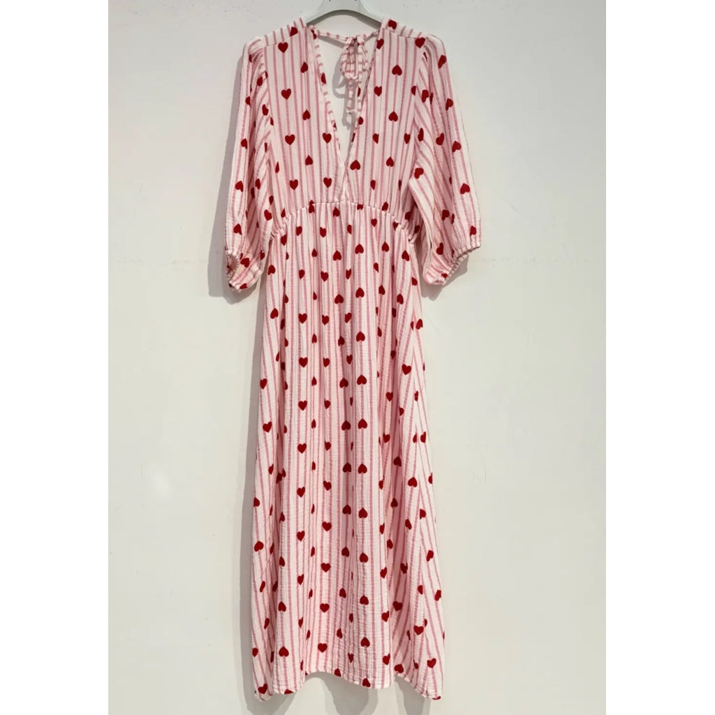 Qnuz Clothing Dress w Heart print Clothing 42 Rosa