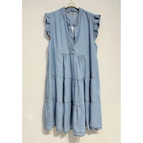 Qnuz Clothing Dress w striped print Clothing 33 denim blue