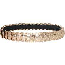 Load image into Gallery viewer, Qnuz Elastic belt w Gold paltes 3,4 cm wide 72 cm long Belt 70 Gold
