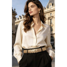 Load image into Gallery viewer, Qnuz Elastic belt w Gold paltes 3,4 cm wide 72 cm long Belt 70 Gold
