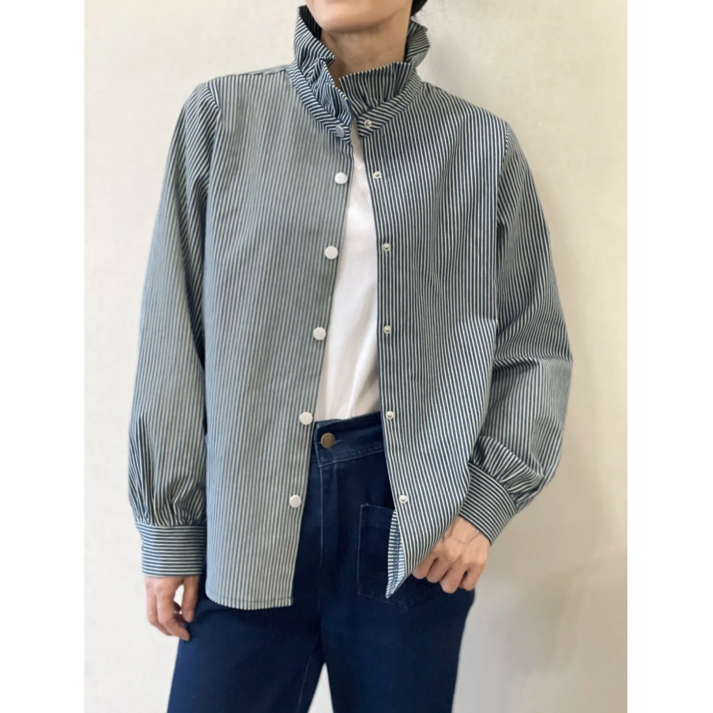 Qnuz Clothing Exclusiv striped Shirt Clothing 30 Blue