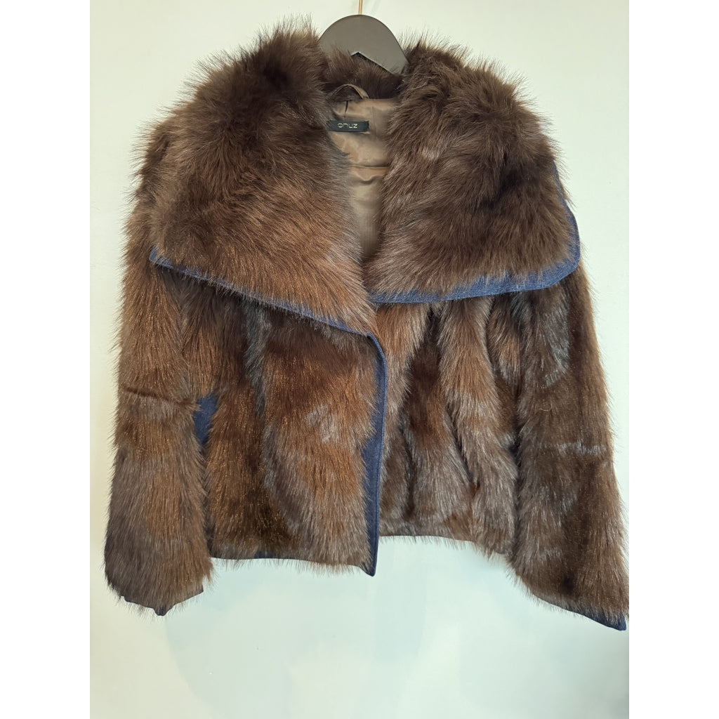 Qnuz Clothing Fake Fur w Denim Jacket Clothing 60 Marron
