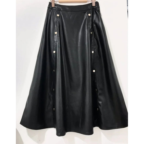 Qnuz Clothing Fake Leather Skirt w. studs Clothing 99 Black