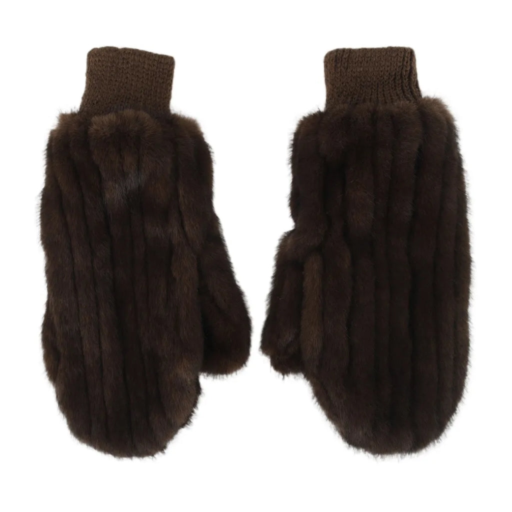 Qnuz Fake fur Glove Hat/Glove 606 Choco