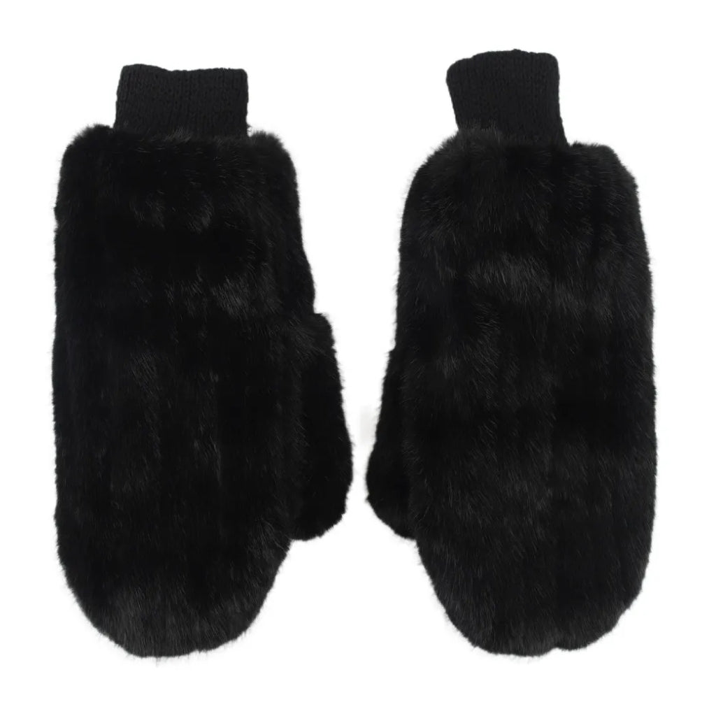 Qnuz Fake fur Glove Hat/Glove 99 Black