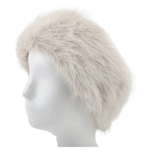 Qnuz Fake fur Headband w elastic Hat/Glove 13 Beige