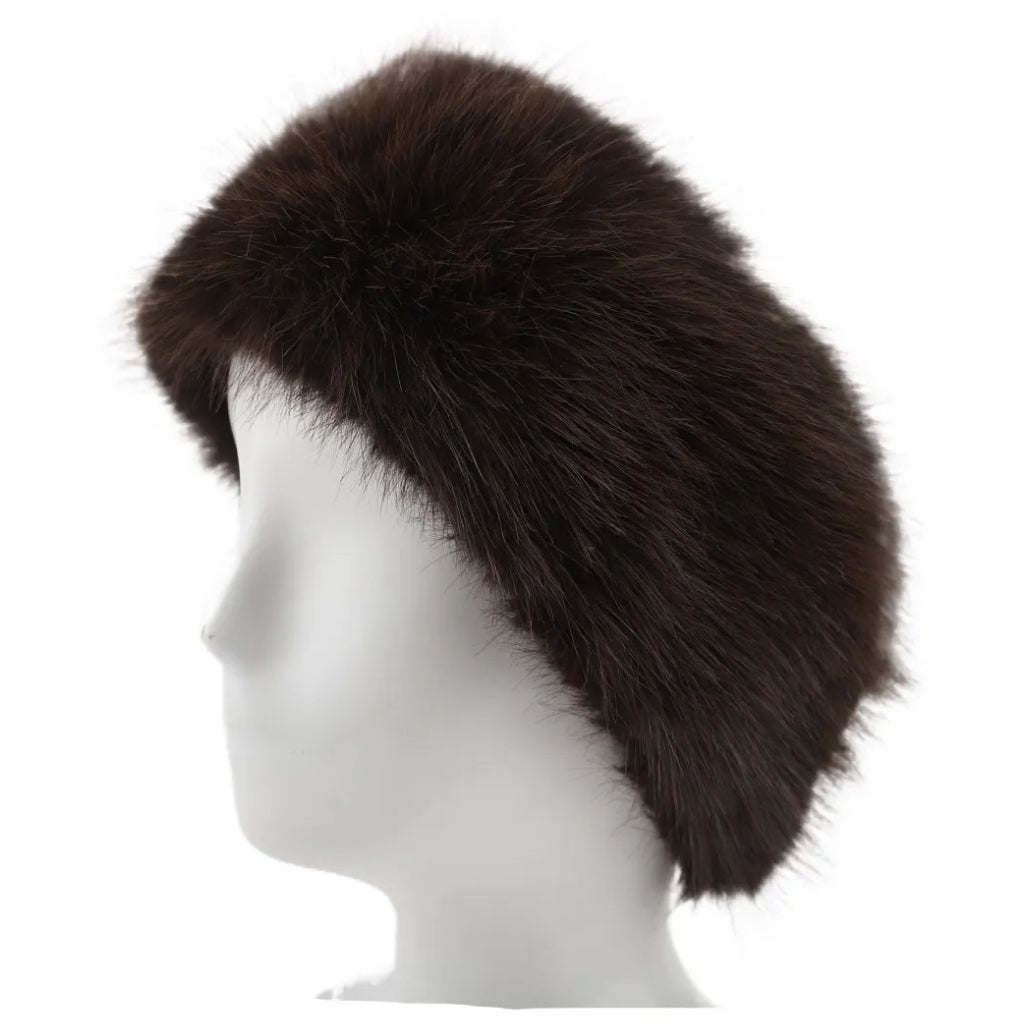 Qnuz Fake fur Headband w elastic Hat/Glove 60 Marron