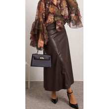 Load image into Gallery viewer, Qnuz Clothing Fake leather Skirt Clothing 606 Choco
