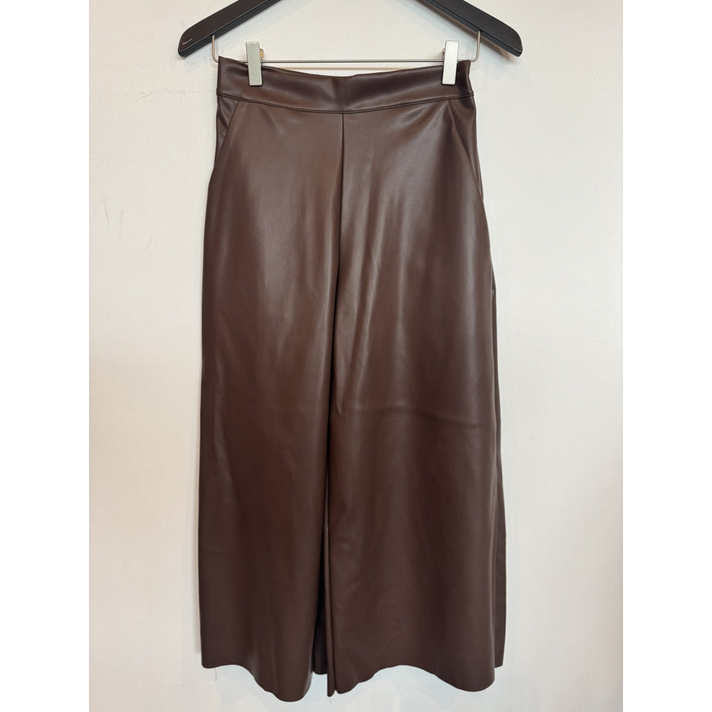 Qnuz Clothing Fake leather Trousers Skirt Clothing 606 Choco