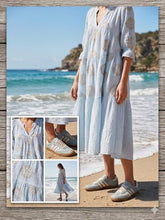 Load image into Gallery viewer, Qnuz Clothing Flora Dress Clothing 32 blue
