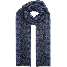 Load image into Gallery viewer, Qnuz Flower Print Scarf 90 x 180 cm Scarf 31 Navy blue
