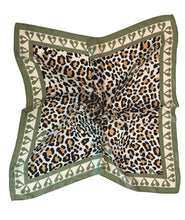 Load image into Gallery viewer, Qnuz Heart &amp; Leopard Scarf 20% SILK 70 x 70 cm Scarf

