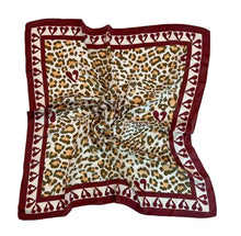 Load image into Gallery viewer, Qnuz Heart &amp; Leopard Scarf 20% SILK 70 x 70 cm Scarf

