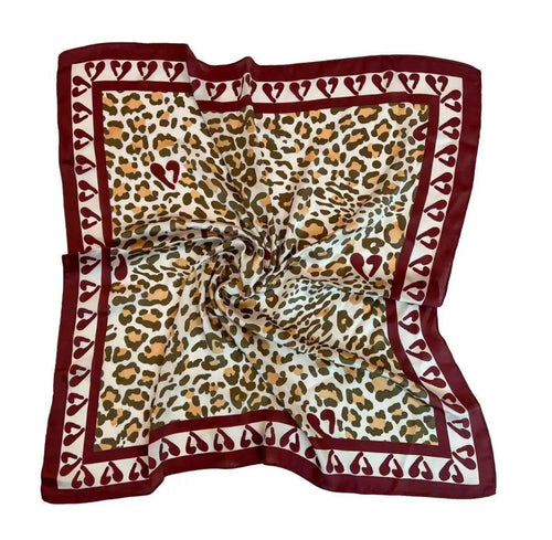 Qnuz Heart & Leopard Scarf 20% SILK 70 x 70 cm Scarf