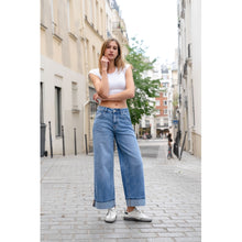 Load image into Gallery viewer, Qnuz Clothing Jeans w Crocheted scarf &amp; Embrodery Clothing 33 denim blue
