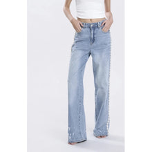 Load image into Gallery viewer, Qnuz Clothing Jeans w Ribbon &amp; Pearls Clothing 33 denim blue
