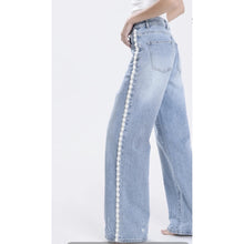 Load image into Gallery viewer, Qnuz Clothing Jeans w Ribbon &amp; Pearls Clothing 33 denim blue

