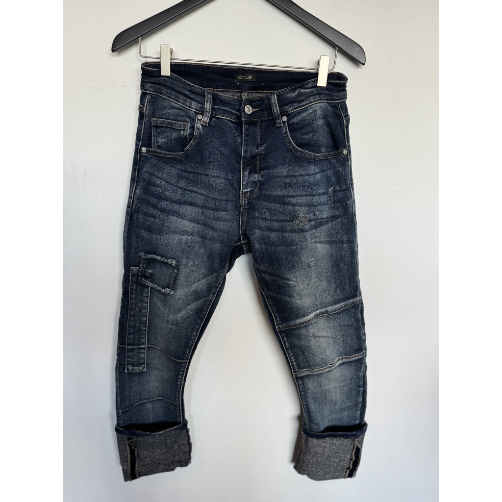 Qnuz Clothing Jeans with patches Clothing 33 denim blue