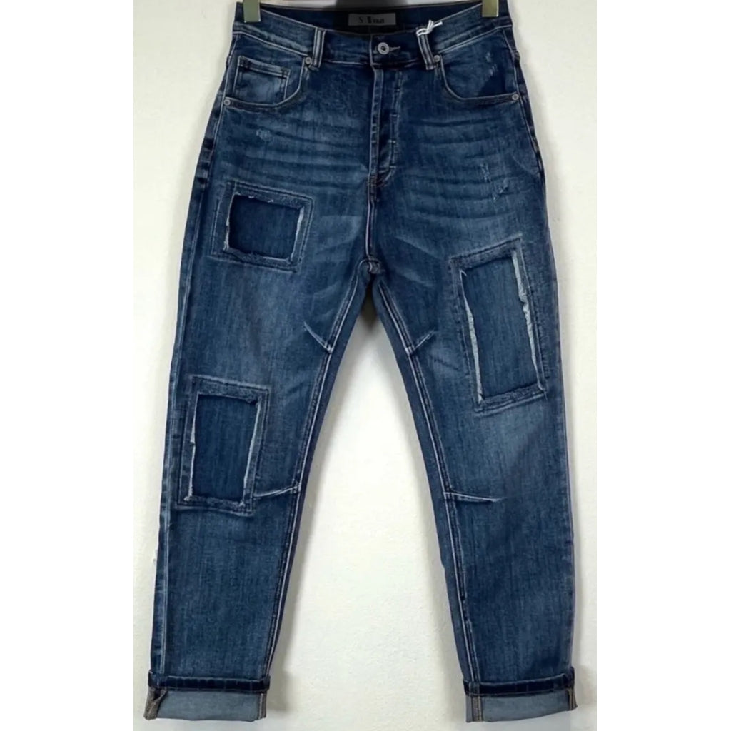 Qnuz Clothing Jeans with paths Clothing 33 denim blue