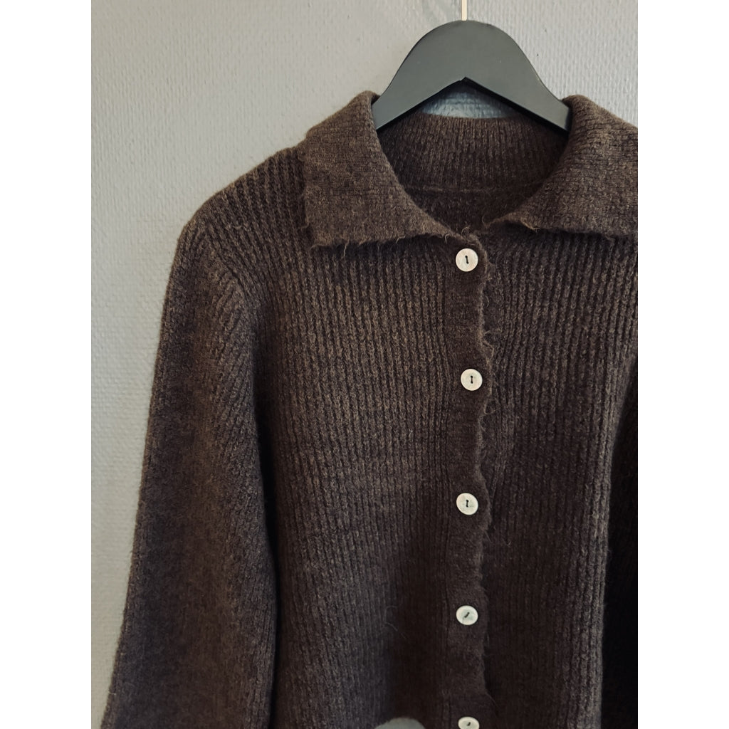 Qnuz Clothing Knit Cardigan Clothing 606 Choco
