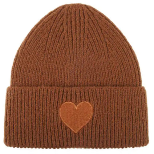 Qnuz Knitted Hat W heart 20% wool Hat/Glove 66 Terracotta