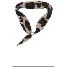 Load image into Gallery viewer, Qnuz Knitted Scarf w Pearl &amp; Leopard Scarf 63 Taupe
