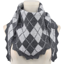 Load image into Gallery viewer, Qnuz Knitted Scarf w Prine of Wales Scarf 98 Dark Grey
