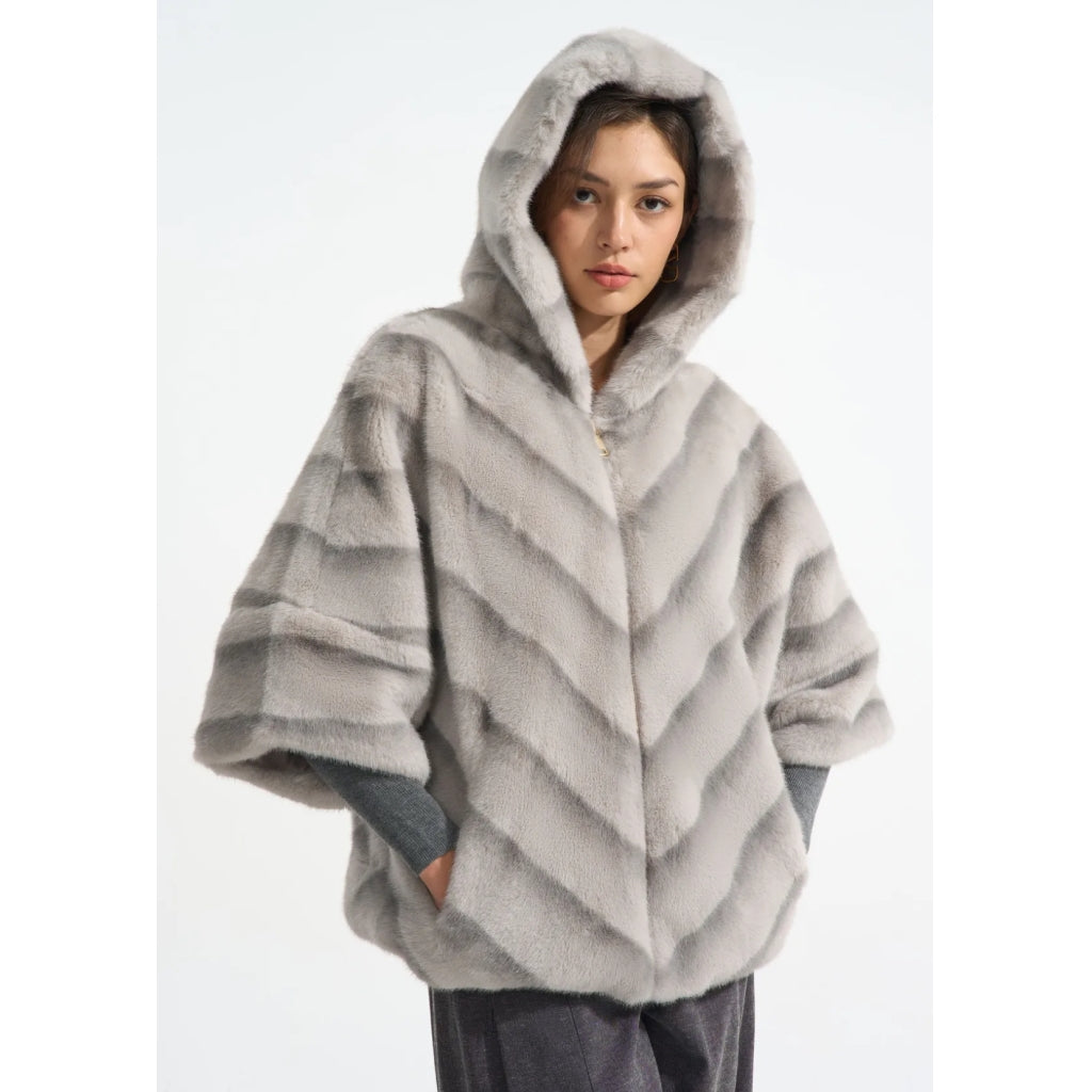 Qnuz Clothing LUKSUS fake fur west w hood Clothing 97 Grey