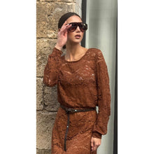 Load image into Gallery viewer, Qnuz Clothing Lace Blouse w 50% Cotton Clothing 66 Terracotta
