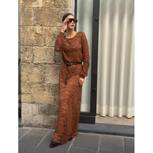 Load image into Gallery viewer, Qnuz Clothing Lace Blouse w 50% Cotton Clothing 66 Terracotta
