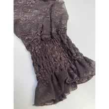 Load image into Gallery viewer, Qnuz Clothing Lace Blouse w smock in neck &amp; Cuff Clothing 606 Choco
