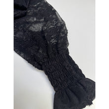 Load image into Gallery viewer, Qnuz Clothing Lace Blouse w smock in neck &amp; Cuff Clothing 99 Black
