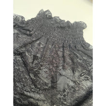 Load image into Gallery viewer, Qnuz Clothing Lace Blouse w smock in neck &amp; Cuff Clothing 99 Black

