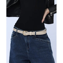 Load image into Gallery viewer, Qnuz Leather belt w hearts Belt 13 Beige
