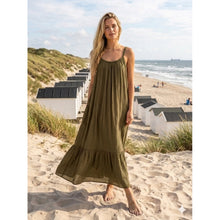 Load image into Gallery viewer, Qnuz Clothing Long Cotton voile dress with innerskirt Clothing 53 Army
