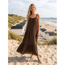 Load image into Gallery viewer, Qnuz Clothing Long Cotton voile dress with innerskirt Clothing 60 Marron
