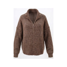 Load image into Gallery viewer, Qnuz Clothing Lux Knit w Stripes &amp; zipper Clothing 60 Marron
