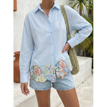 Load image into Gallery viewer, Qnuz Clothing Luxury Shirt w Embrodery Clothing 32 blue
