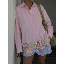 Load image into Gallery viewer, Qnuz Clothing Luxury Shirt w Embrodery Clothing 42 Rosa
