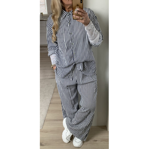 Qnuz Clothing Pama Striped Pants Clothing 33 denim blue