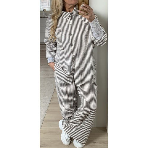 Qnuz Clothing Pama Striped shirt Clothing 13 Beige