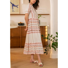 Load image into Gallery viewer, Qnuz Clothing Printet Dress 20% Linen Clothing 42 Rosa
