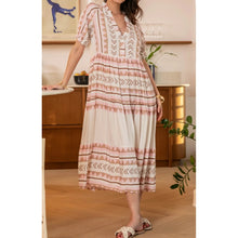 Load image into Gallery viewer, Qnuz Clothing Printet Dress 20% Linen Clothing 42 Rosa
