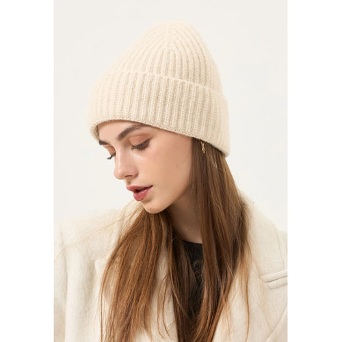 Qnuz Rib Knit hat Hat/Glove 13 Beige