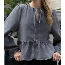 Load image into Gallery viewer, Qnuz Clothing Randi denim shirt Clothing 98 Dark Grey
