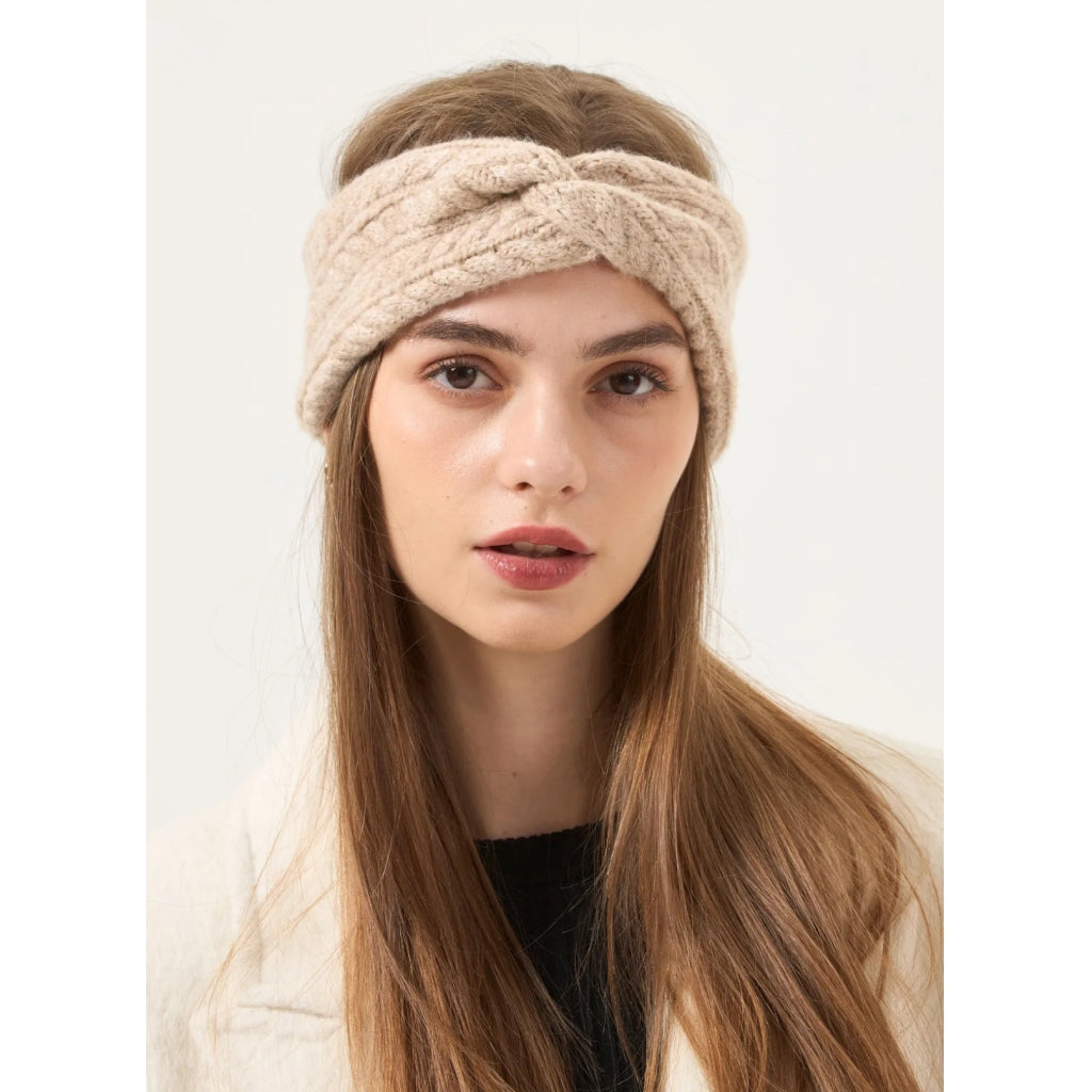 Qnuz Rib Knit headband Hat/Glove 63 Taupe