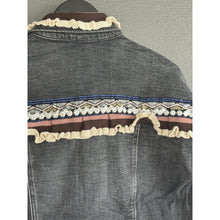 Load image into Gallery viewer, Qnuz Clothing Rose Denim jacket w Embrodery Clothing 99 Black
