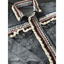Load image into Gallery viewer, Qnuz Clothing Rose Denim jacket w Embrodery Clothing 99 Black

