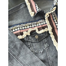 Load image into Gallery viewer, Qnuz Clothing Rose Denim jacket w Embrodery Clothing 99 Black
